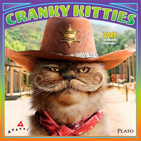 Plato; Avanti Cranky Kitties OFFICIAL | 2027 7 x 14 Inch (Hanging) Monthly Mini Wall Calendar; Category:Wall Calendars; Image:1